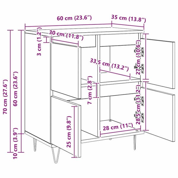 Sideboard Artisan Ek 60 x 35 x 70 cm