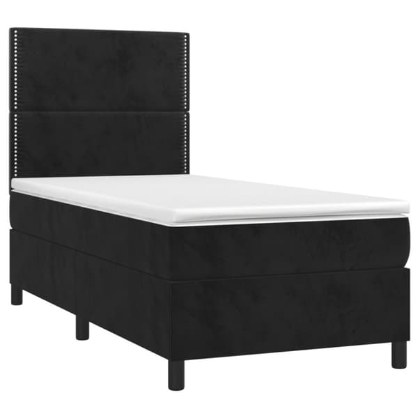 Ramsäng med madrass svart 90x190 cm sammet