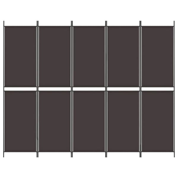 Rumsavdelare 5 paneler brun 250x200 cm tyg