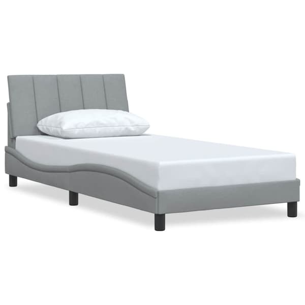Bed Frame without Mattress "Hanko" Light Grey 100x200 cm Fabric