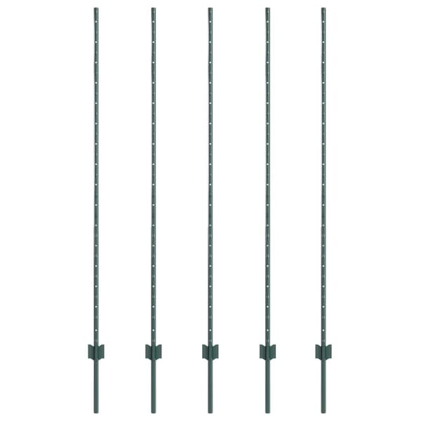 Stängselstolpe 5 pcs Grön 160 cm Stål