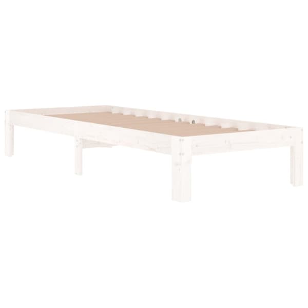 Sängram vit massivt trä 75x190 cm