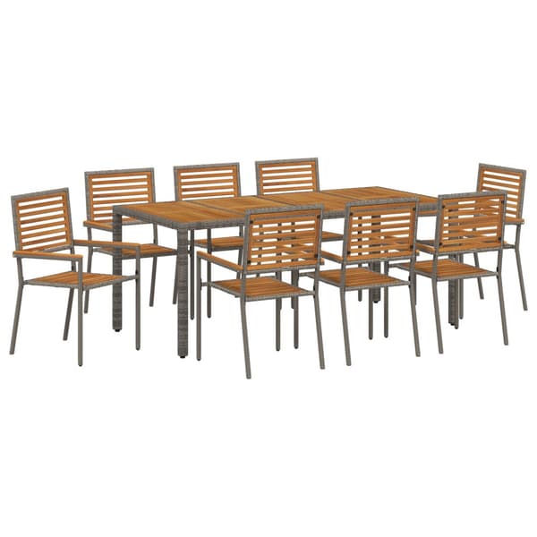 Trädgårdsmöbelset 9 pcs Grå och Brun konstrotting