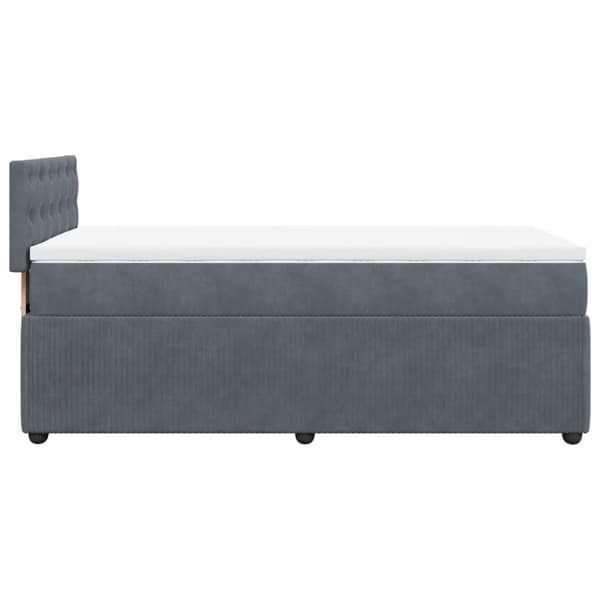 Ramsäng med madrass mörkgrå 90x190 cm sammet