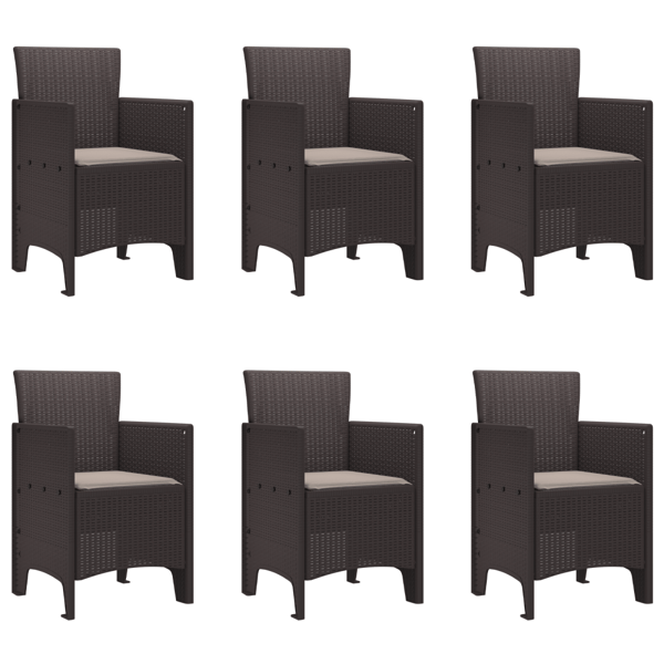 Trädgårdsmöbelset 7 pcs Brun Polypropylen
