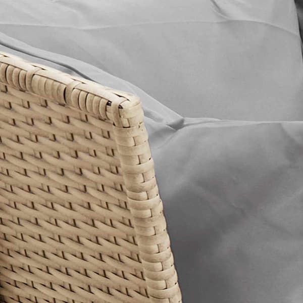 Trädgårdssoffa med dynor beige konstrotting