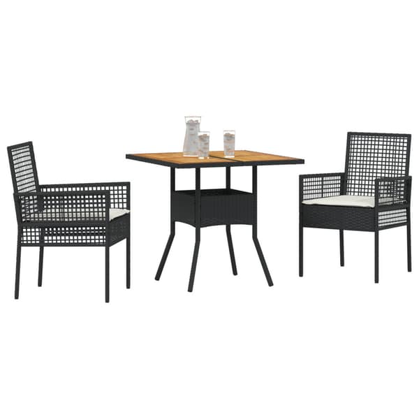 Trädgårdsmöbelset 3 pcs Svart konstrotting