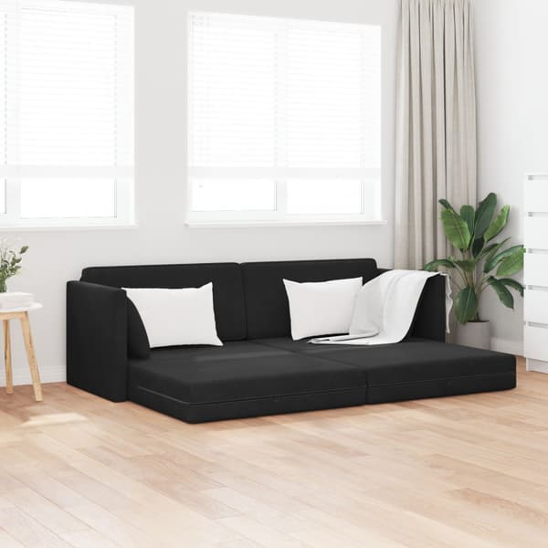 Golvbäddsoffa Svart 213 x 70 x 77 cm Sammet