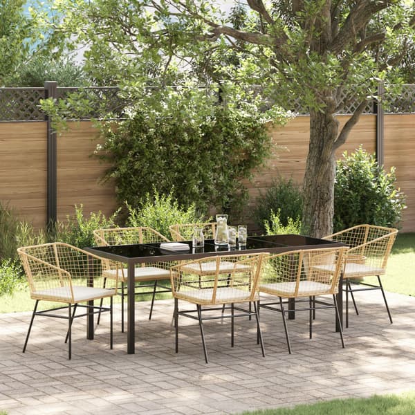 Trädgårdsmöbelset 7 pcs Brun konstrotting