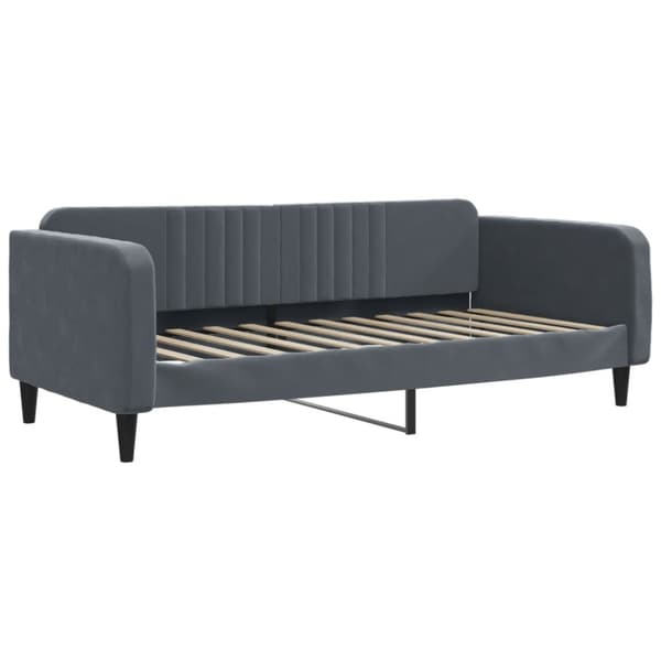 Dagbädd med madrass mörkgrå 90x200 cm sammet