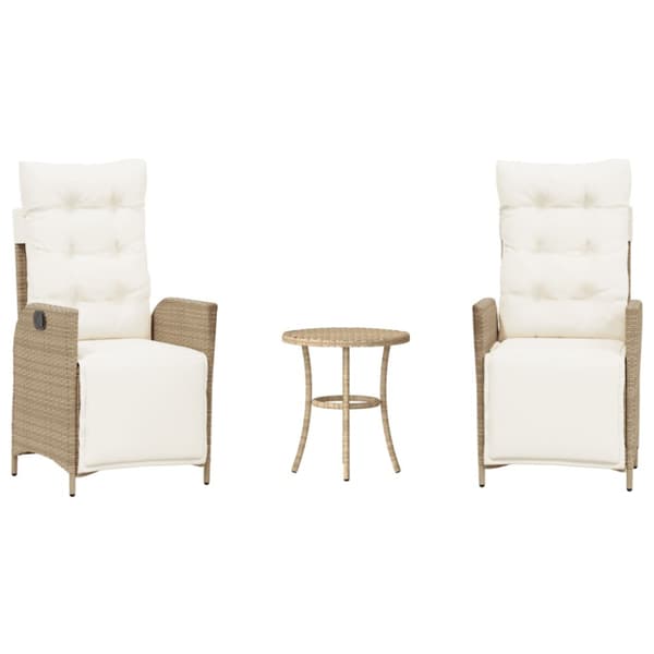 Bistrogrupp med dynor 3 delar beige konstrotting