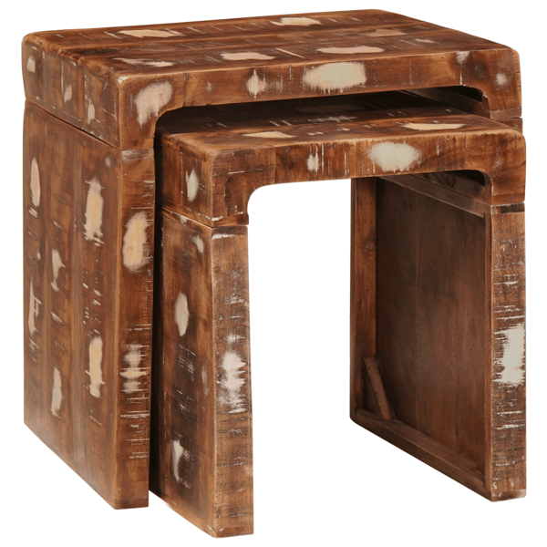 Satsbord 2 pcs Brun 46 x 40 x 46 cm Solid återvunnen trä