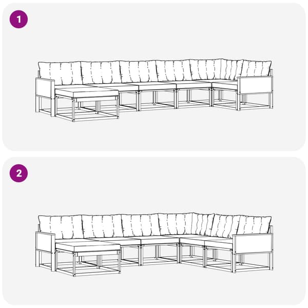 Utomhussoffset med kudde 7 pcs Naturlig och Grädde