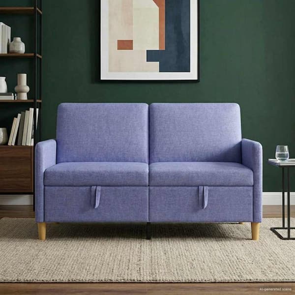 Soffa med förvaring Jeansblå 152 x 78 x 87 cm Polyester