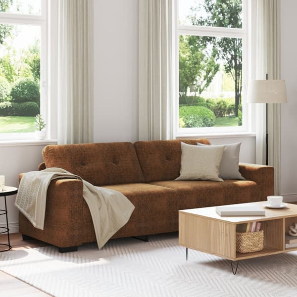 3-Sits soffa Brun 220 cm Faux Mockaläder