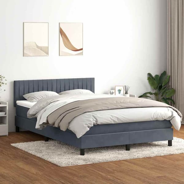 Ramsäng med madrass mörkgrå 160x210 cm sammet