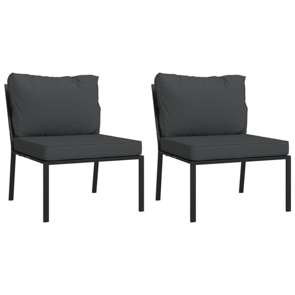 Trädgårdsstolar med grå dynor 2 st 60x74x79 cm stål