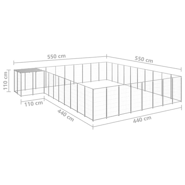 Hundgård silver 25,41 m² stål