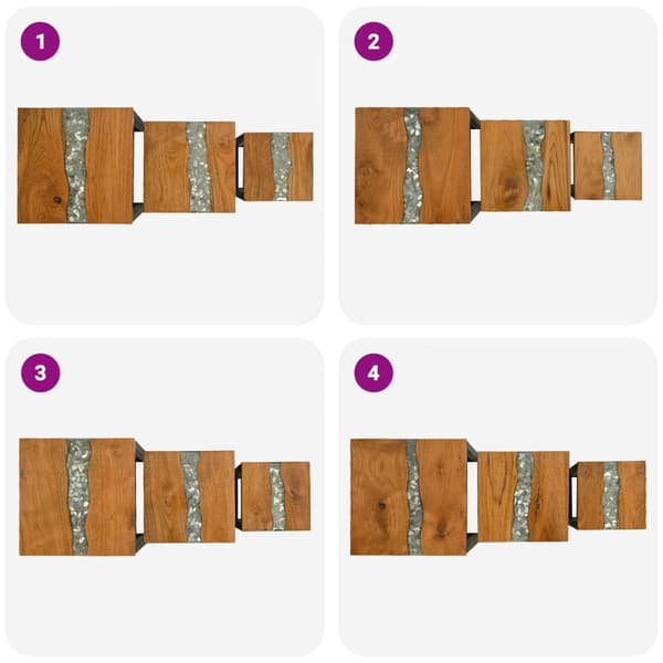 Nestingbord 3 pcs Brun Massivt teakträ