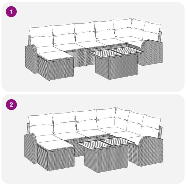 Trädgårdsoffset med kudde 8 pcs Grå
