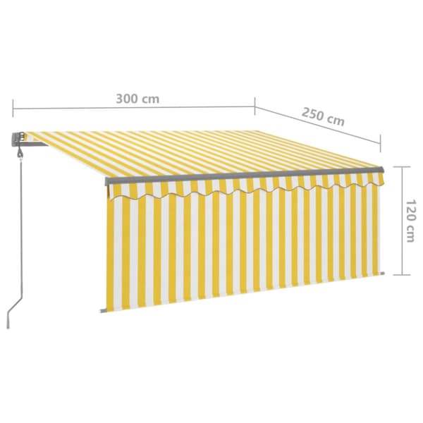 Automatiserad markis vindsensor rullgardin LED 3x2,5m gul/vit
