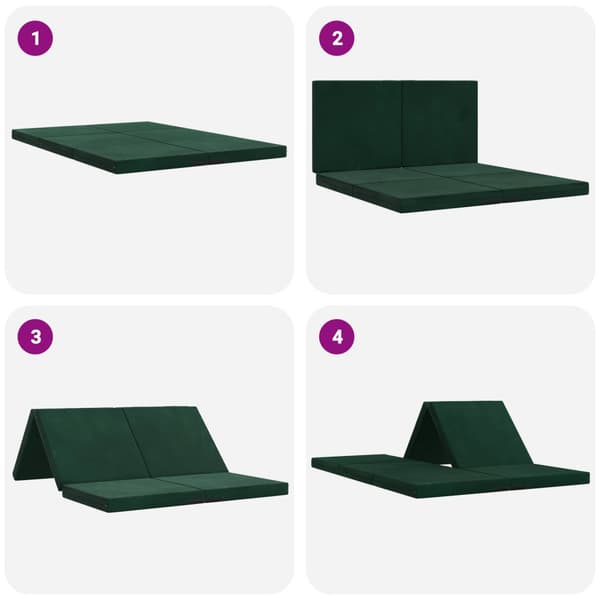 Fällbar Soffbed 140 x 67 x 45 cm Mörkgrön