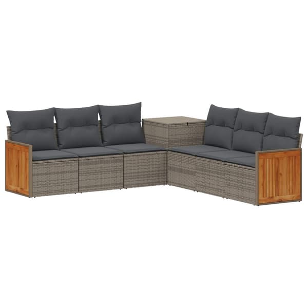 Soffset 7 pcs Grå och mörkgrå Poly Rattan och stål