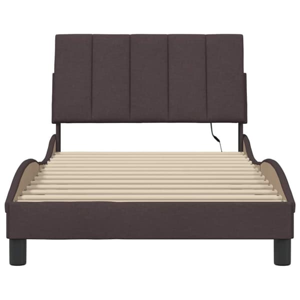 Bed Frame without Mattress "Hanko" Dark Brown 100x200cm Fabric