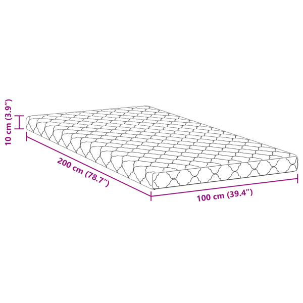 Madrass Vit 100 x 200 cm Jacquardtyg