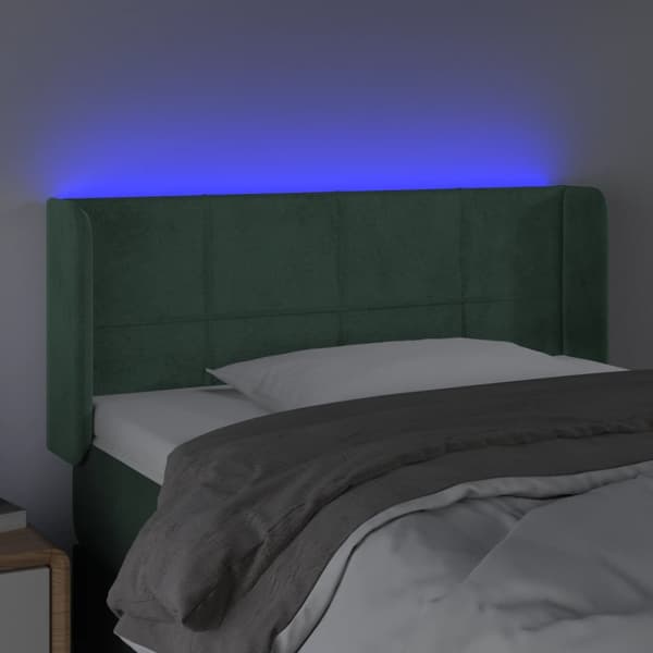 Sänggavel LED mörkgrön 93x16x78/88 cm sammet