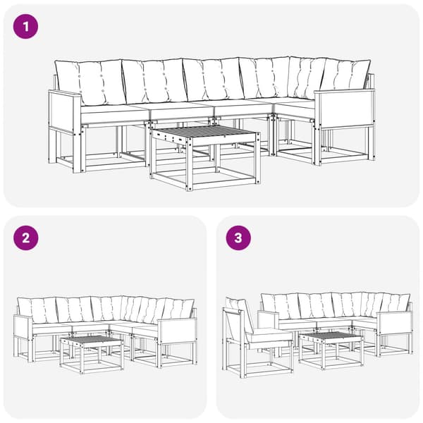 Utomhussoffset med kudde 6 pcs Naturlig och Grädde