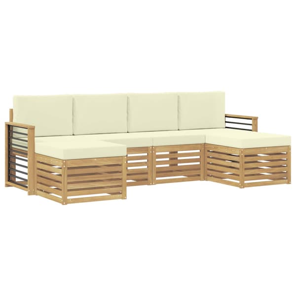 Utomhussoffset 6 pcs Vit och grädde 249 x 122,5 x 73 cm