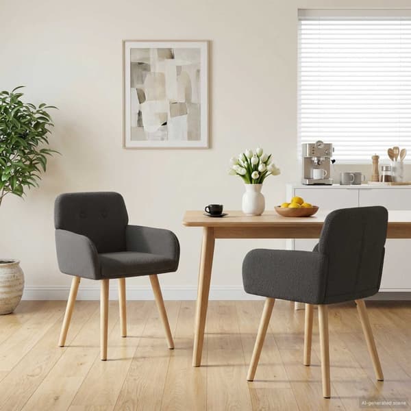 Matstolar 2 pcs Bouclé Mörkgrå 59 x 57 x 85 cm