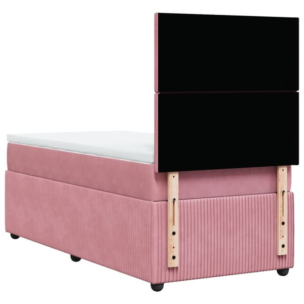 Ramsäng med madrass rosa 90x200 cm sammet