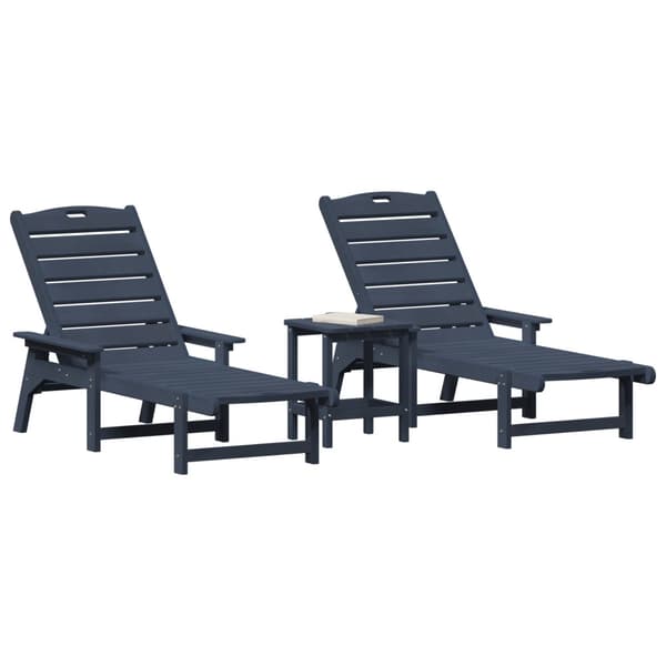 Solstol Reclining 3 pcs Marinblå polyeten