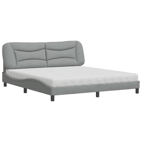 Bed with Mattress "Hvar" Light Grey 180x200 cm Fabric