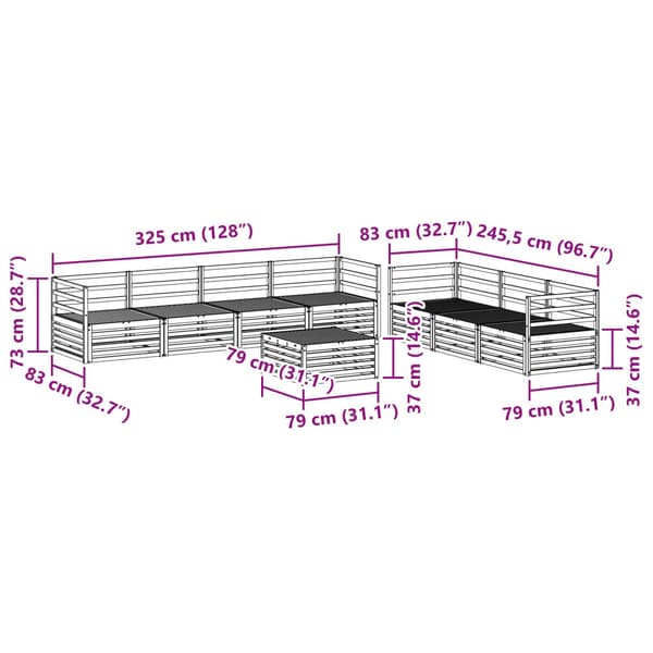 Utomhussoffset 8 pcs Naturfärg