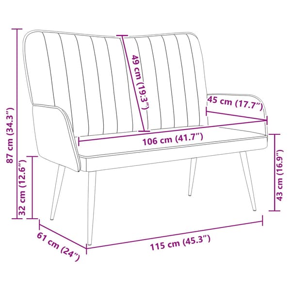 Tvåsitssoffa Turkos 115 x 61 x 87 cm Sammet