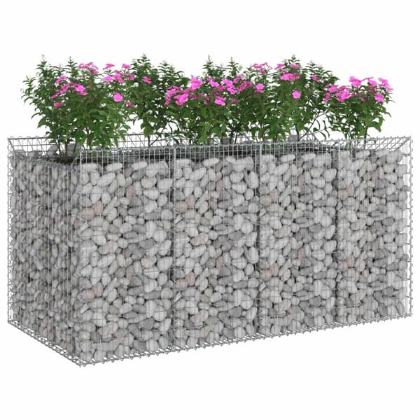 Gabion upphöjd säng 2 pcs Silver