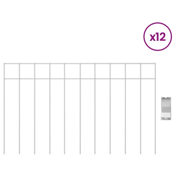 Trädgårdsstängselpanel 12 pcs Galvaniserat stål Silver