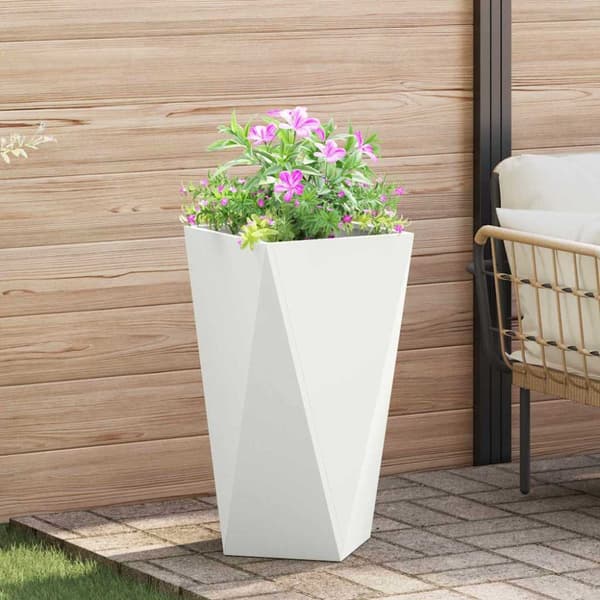 Planteringskärl 2 pcs Vit 40 x 40 x 75 cm Stål