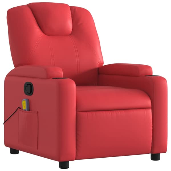 Massagefåtölj röd konstläder