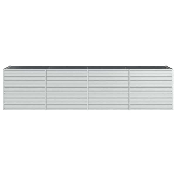 Odlingslåda upphöjd galvaniserat stål 320x80x77 cm silver