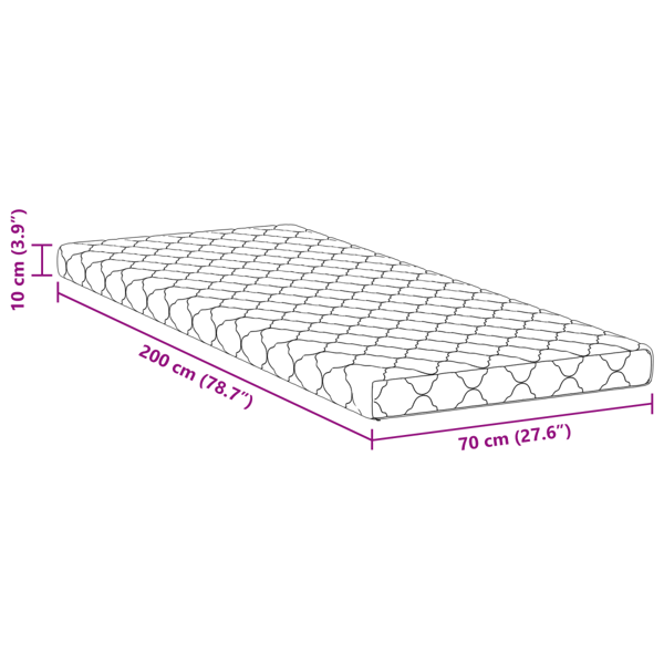 Madrass Vit 70 x 200 cm Jacquardtyg
