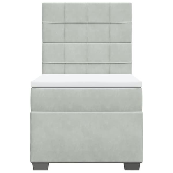 Ramsäng med madrass ljusgrå 100x200 cm sammet