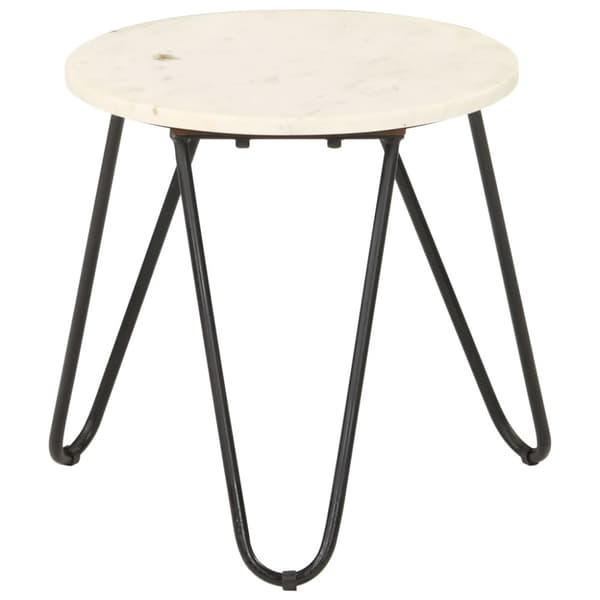 Soffbord vit 40x40x40 cm äkta sten med marmorstruktur