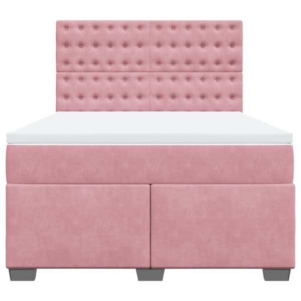 Ramsäng med madrass rosa 140x190 cm sammet
