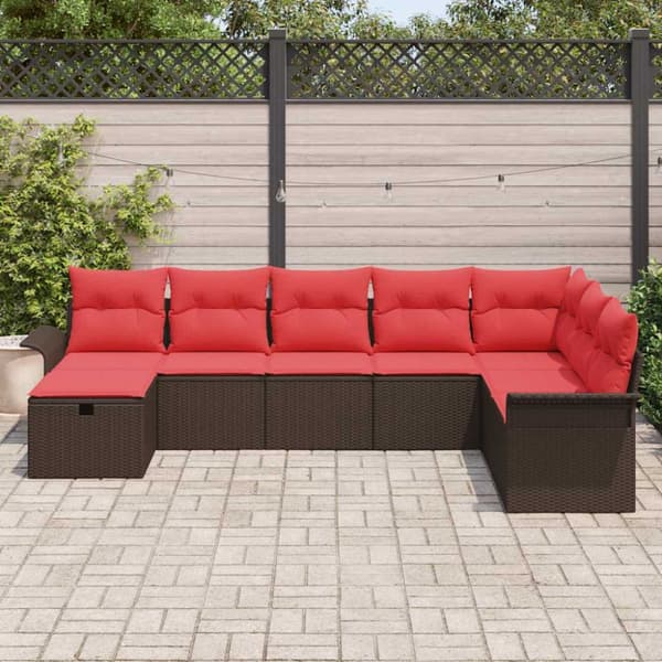 Trädgårdsoffset med kudde med lagring 8 pcs Poly rattan