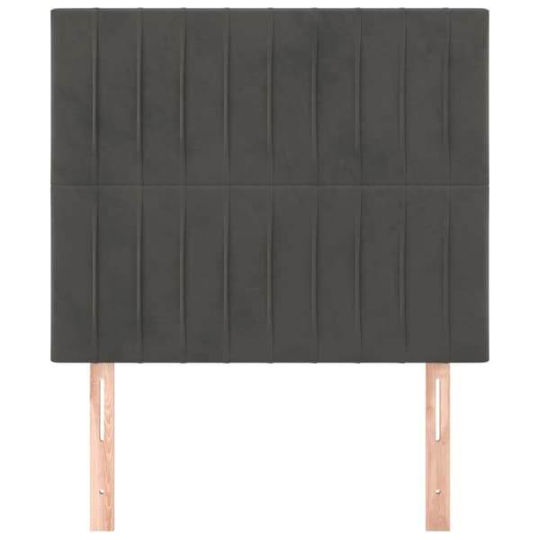 Sänggavel mörkgrå 100x5x118/128 cm sammet