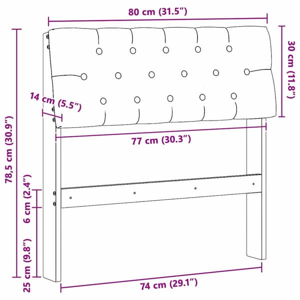 Klädd sänggavel Ljusgrå 80 cm Massiv furu